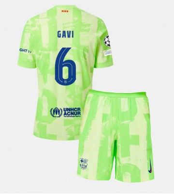 Barcelona Paez Gavi #6 Replica Third Stadium Kit for Kids 2024-25 Short Sleeve (+ pants)